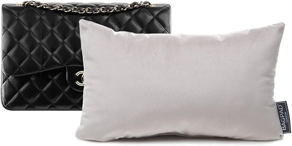 Handbag Shaper for ChaneI Classic Flap Medium in Silver Velvet | Custom-made bag pillow to keep your bag in shape