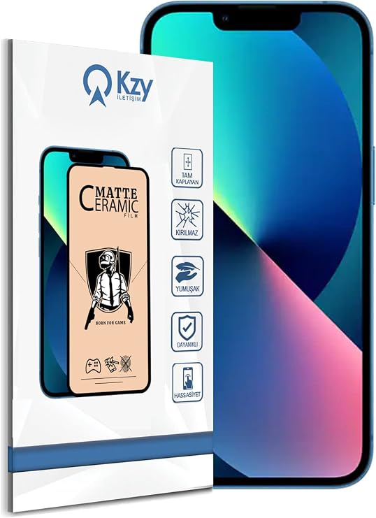 KZY İLETİŞİM Apple iPhone 13 ile uyumlu Tam Kaplayan Mat Seramik Nano Esnek Ekran Koruyucu Cam