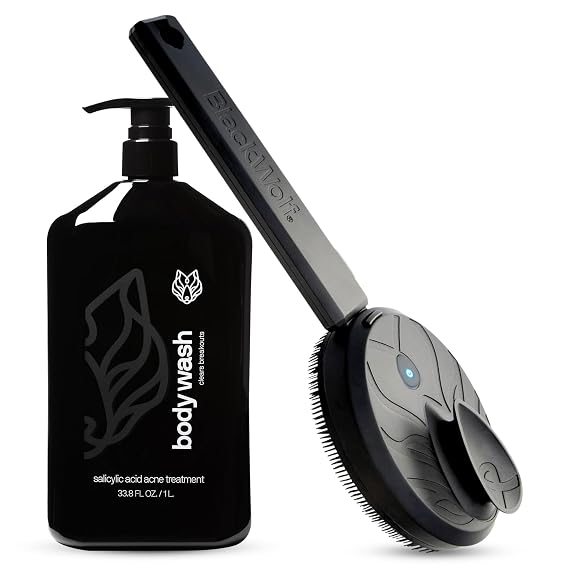 Black Wolf Face & Sonic Body Scrubber & Charcoal Powder Body Wash for Men