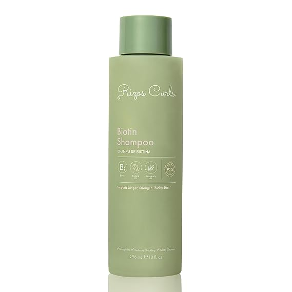 Rizos Curls Biotin Shampoo Gently Cleanse, Strengthen & Nourish Hair with Biotin & Rosemary Oil Reduces Shedding for Fuller, Healthier Hair For all Hair Types 1a4c Sulfate & Paraben Free