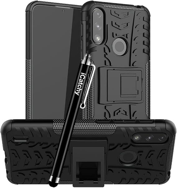 iCatchy For Motorola Moto E7i Power Case, Heavy Duty Hard Tough Dual Layer Hybrid Shockproof Cover compatible With Motorola Moto E7i Power Phone Case (Black)