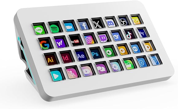 TreasLin/VSDinside Stream Dock XL Advanced Studio Controller, 32 Macro Keys, Trigger Actions in Apps and Software Like OBS, Twitch, YouTube and More, Works with Mac and PC, Stream Controller XL White
