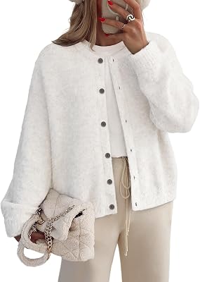 LILLUSORY Womens Crew Neck Button Down Cozy Cardigan Sweater Fall Outfits 2026