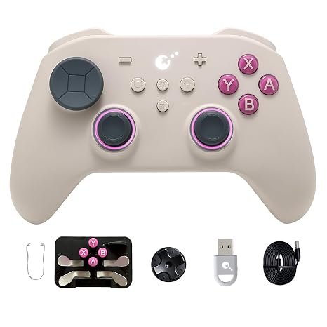 GuliKit TT Pro Wireless Game Controller BluetoothHyperlink Wireless AdapterWired Anti-Drift 720° TMR Joysticks for Switch/2/PC/Android/iOSRetro Brown