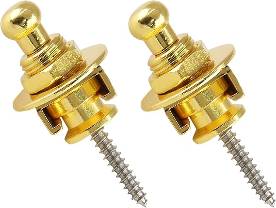 2PCS Guitar Strap Locks, Gold | Metal Heavy Duty, Straplocks Replacement, Buttons Quick Release Security Retainer System, For Classical Electric Guitar