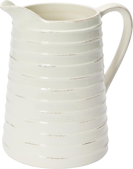 Creative Co-Op White Ceramic Pitcher