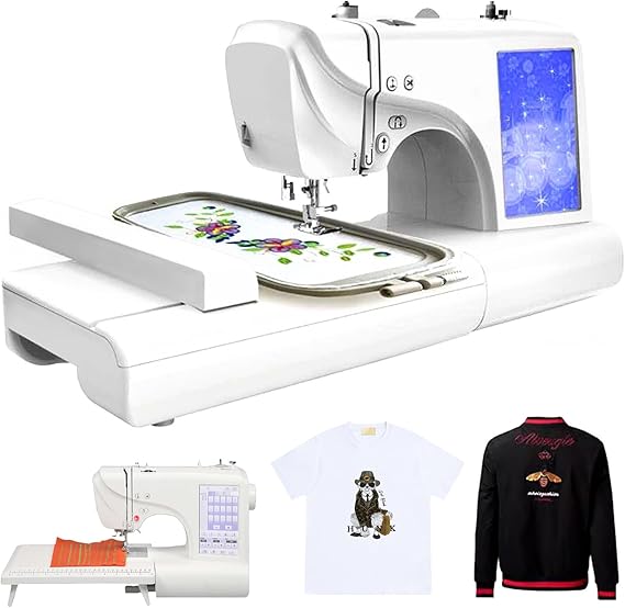 Computerized Sewing & Embroidery Machine for Home, 132 Stitches, 398 Built-In Designs, USB Transfer, 11 Language Switching, 7'' Digital Screen Embroidery Machine for Beginners