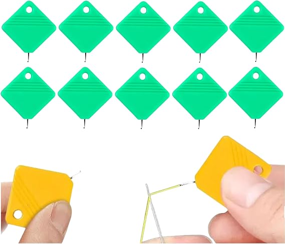 Simple Needle Threader, 2024 Upgraded Automatic Needle Threaders for Hand Sewing, Sewing Machine Needle Threader Needle Threader Tool, Needle Threader for Sewing Machine (10 Pack Green)