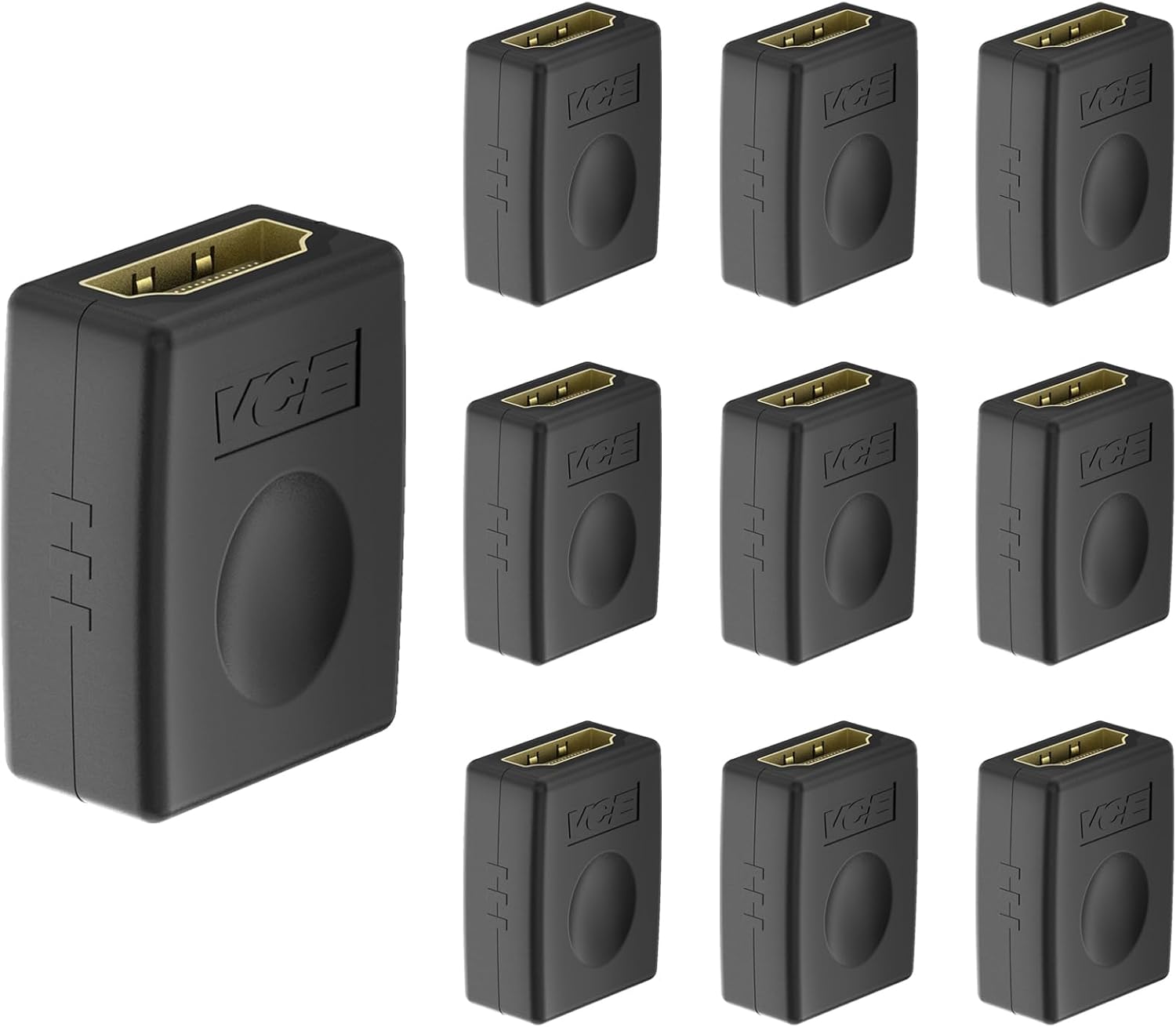 VCE HDMI Coupler 10-Pack, HDMI Female to Female Connector Adapter 3D 4K 1080P HDMI Cable Extender Compatible with Roku TV Stick Chromecast, Switch, Xbox One, PS4 PS3, PC and More