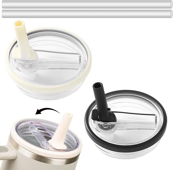 2 Pack Leakproof Lid Replacement for Stanley Quencher, Leak Proof Lid for Stanley H2.0 Flow State Tumbler,Flip Straw Lid 40 oz for Stanley Cup Accessories