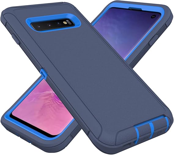 for Samsung Galaxy S10 Plus Case, Heavy Duty Protective Case Dustproof Shockproof Drop Protection, 3 in 1 Rugged Cover for Samsung Galaxy S10+ 6.4 inch (Blue)