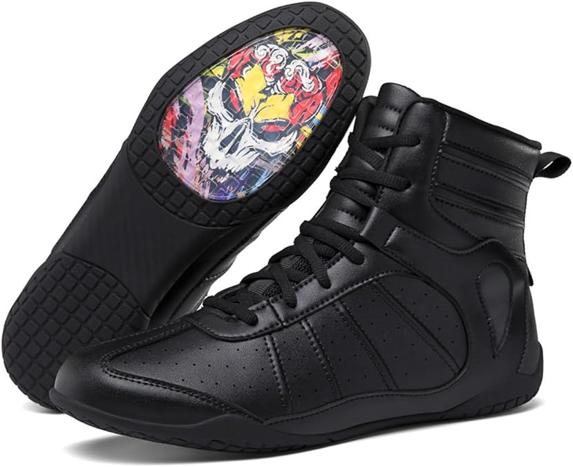 Men's Wrestling Shoes High Top Fighting Shoes Martial Arts Weightlifting Training Shoes for Adult Youth Boxing Competition 