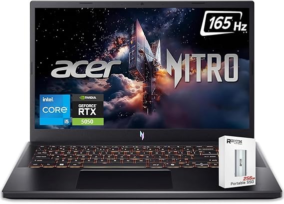 acer Nitro V 15 Gaming Laptop 15.6" FHD 165Hz Display 13th Generation Intel 8-Core i5-13420H >Intel i7-1260P, NVIDIA GeForce RTX 5050 8GB GDDR7 Graphics, Backlit KB, Win11 Home, W/256GB PSD 16GB| 1TB SSD