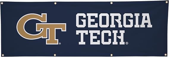 Georgia Tech Yellow Jackets College Sports Printed Polyester Banner - NCAA Licensed - Hanging Graduation Decoration - School Banner (Navy Blue, Gold) (2' x 6')