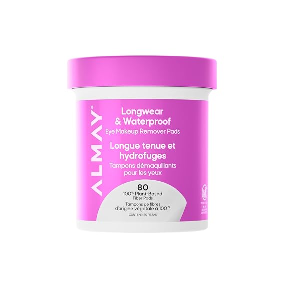 Almay Longwear & Waterproof Eye Makeup Remover Pads, 80 Count | Gentle eye makeup remover pads that dissolve longwear and waterproof makeup without irritation. Hypoallergenic.