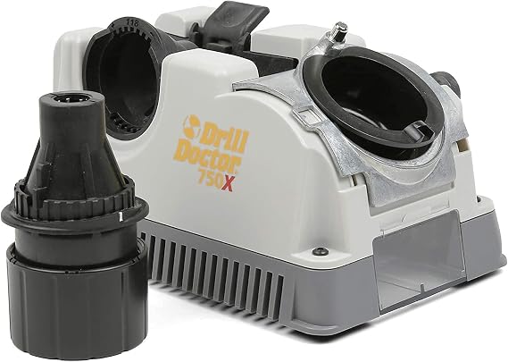 Drill Doctor DD750X Electric Drill Bit Sharpener, 3/32–3/4" High-Speed, Portable - Steel, Masonry, Carbide, Cobalt, Tin-Coated Bits, Adjustable Angles