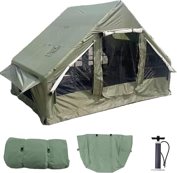 Inflatable Tents for Camping 4-6 Person, Blow Up Tent with Hand Pump, Easy Setup Sun Protection and Ventilation for Family Outdoor Adventures