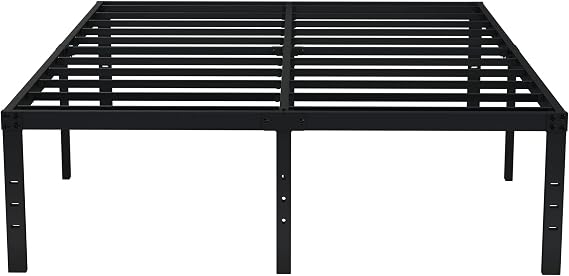 EMODA Queen Bed Frame 18 Inch Heavy Duty Tall with Large Storage Space | Metal Platform Bed Frame Queen Size No Box Spring Needed Easy Assembly, Black