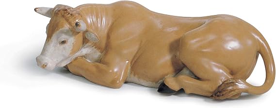 LLADRO Ox Nativity Figurine. Gres. Porcelain Nativity Ox Figure.