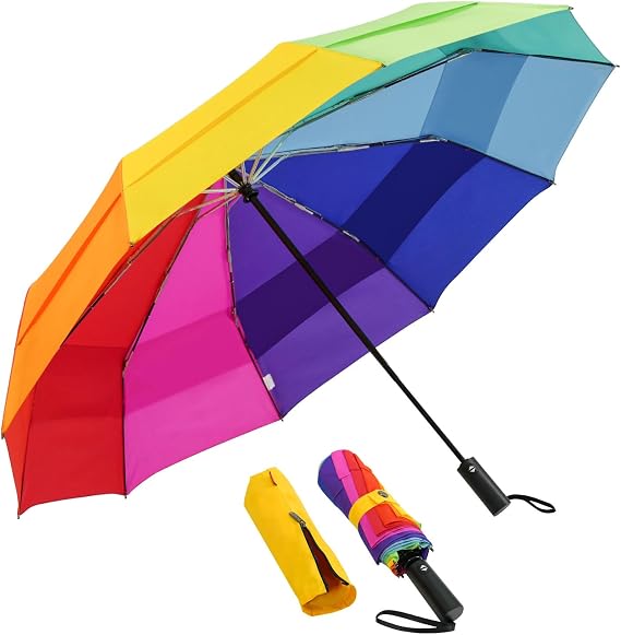 Travel Golf Umbrella Windproof Folding Compact Automatic Open Close