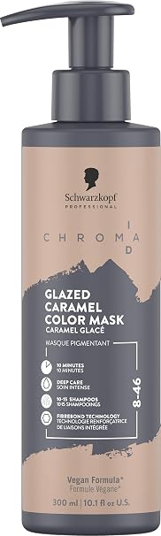 Schwarzkopf Professional CHROMA ID Bonding Color Mask Semi Permanent Mix And Tone Color System Toning Enhancing Refreshing Intense Care Deep Conditioning Shine Vegan Formula 8-46 Glazed Caramel 300 ml