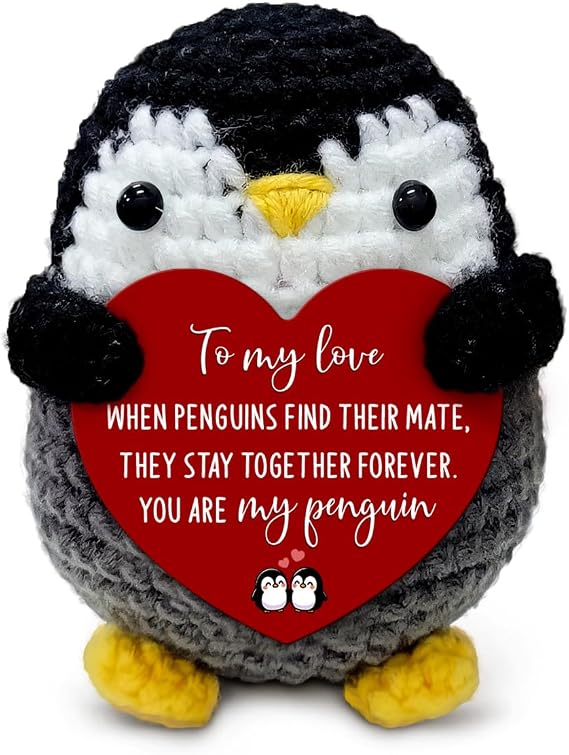 Anniversary Couple Gifts for Him Her to My Love Crochet Penguin Couple, for Wife, Cute I Love You Present for Boyfriend Girlfriend Wife Husband