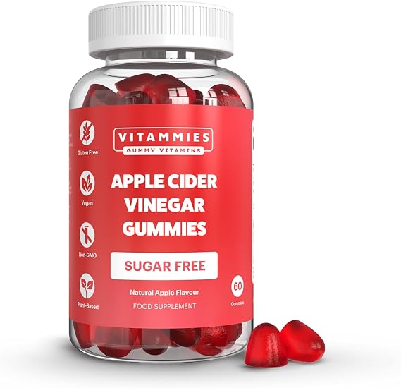 Vitammies Apple Cider Vinegar Gummies 1000mg | Vegan ACV Gummies with Vitamin C & Chromium | Weight Management, Digestive & Gut Health Support | Sugar Free, Gluten Free, Non-GMO | 60 Gummies