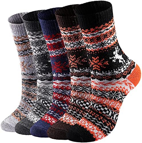 Wool Socks for Women - Womens Winter Sock for Womens Warm Thick Knit Wool Soft Vintage Casual Crew Socks