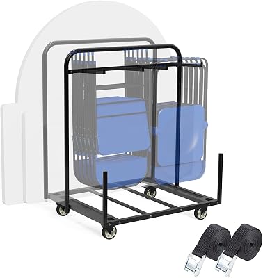 Folding Table Dolly With 4In Swivel Caster And 400LBS Weight Capacity - Move Folding Round Table And Chair Simultaneously - Space Saving