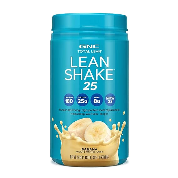 GNC Total Lean Lean Shake 25 - Banana (16 Servings) | Clinically Proven High Protein Formula Supports Weight Loss, Lean Muscle, and Immune Health with Vitamin C and Zinc