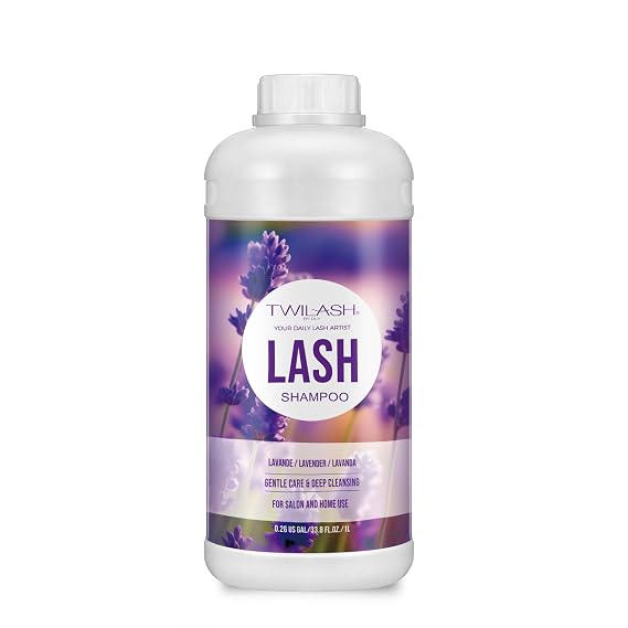 Lash Shampoo Bulk, Eyelash Cleanser for Extensions 1 Liter, Safe Makeup Remover, Non-irritating or Burning Formula Eyelid Foaming Cleanser for Professional Salon and Home Use (Lavender-1L)