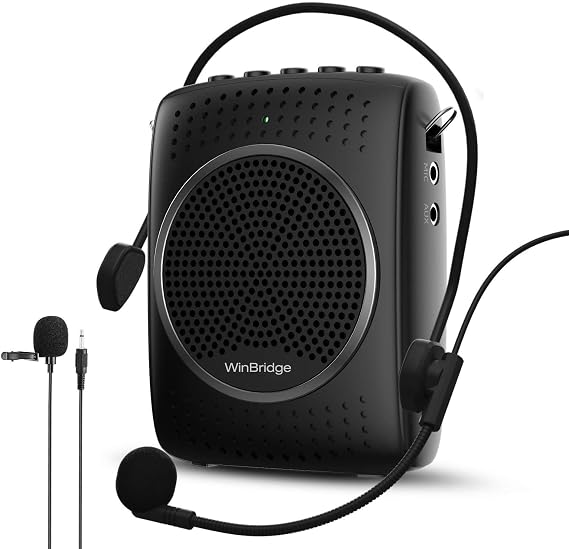 Ultra Portable Voice Amplifier Microphone and Speaker Set S309 | Mini Speaker with 2 Microphones, Rechargeable Amp with Lavalier/Headset Mic for Teachers, Classroom, Tour Guides