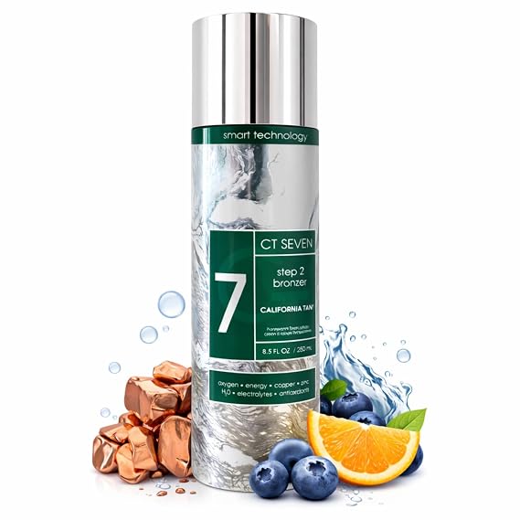 CT Seven Step 2 Bronzer 8.5 fl oz, Indoor Bed Formula with DHA & Cosmetic Color Boosters, Professional Darkening CT7 Accelerator with Hydration Support, Fresh Ocean Breeze Scent