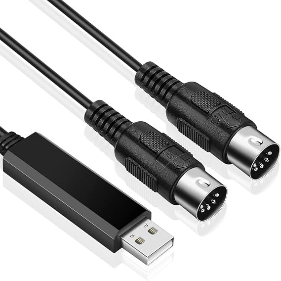 USB MIDIケーブルコンバーター、USBインターフェース-In-Out MIDIコード、ミュージックスタジオのPCラップトップからピアノキーボードまで動作して、6.5フィート