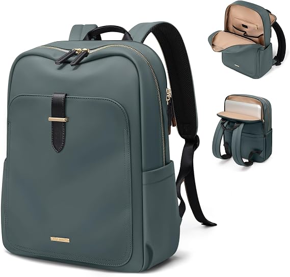 Laptop Backpack for Women,Casual Work Business Backpacks Purse Carry on Travel Backpack, A-dark Green, 17.3 inch