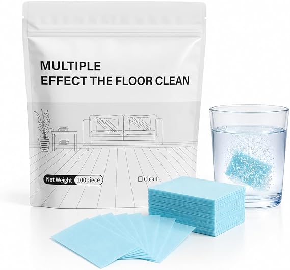 100 Piece Multi Effect Floor Cleaner Sheets, Dissolvable Floor Cleaner Sheets for Hardwood, Tile, Laminate, Floors Cleaners Tablets (Blue)