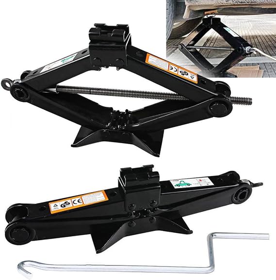 2 Tonne Scissor Lift Jack 2Ton Wind Up Jacks with Crank Speed Handle for Car Van Tyre Repair Tools Kit