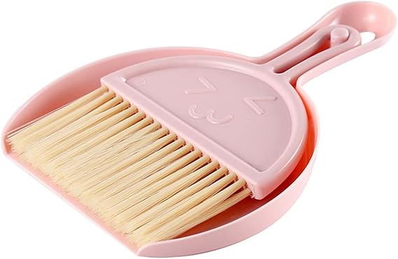Small Broom and Dustpan Set for Home, Mini Clean Brush with Dust Pans Cute Hand Broom Brush Dust Pan with Hanger Hole, Small Cleaning Brush Set for Desktop Computer Table Keyboard (pink-1pc)
