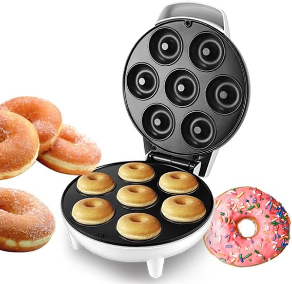 Mini Donut Maker, Mini Donut Maker Machine, Mini Donas Maquina, Donuts Maker Makes 7 Donuts Easy Release Heat Dissipation Prevent Slip Portable Electric Doughnut Maker