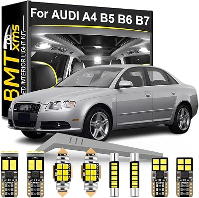 LED Interior Light Kit Replacement for AUDI A4 S4 RS4 B5 B6 B7 Sedan Wagon 1994 1995 1996 1997 1998 1999 2000 2001 2002 2003 2004 2005 2006 2007 2008, Super Bright 6000K White