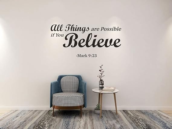 Mark 9:23 Bible Verse Wall Decal, Christian Faith Sticker