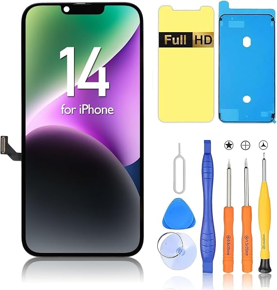 Ayake for iPhone 14 Screen Replacement, Full HD Display and Touch Digitizer Assembly 6.1-inch 3D Touch True Tone Programmable with Repair Tool Kits