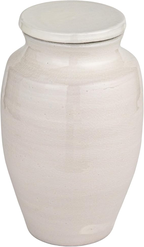 Creative Co-Op Round Terracotta Cachepot with Cover Lid, White Finish