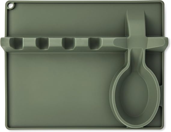 Core Kitchen - Silicone Utensil Rest with Spoon Holder - Olive Cloud