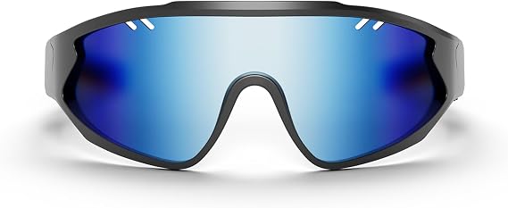 Reebok Voltage Smart Audio Sunglasses, Blue Mirror Polarized Lens, Unisex, HiFi Bluetooth Sport Glasses with UV Protection - Powered by Lucyd