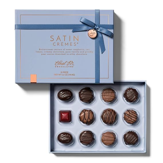 Ethel M Chocolates Premium Satin Creme Collection, 12-Piece Gift Box