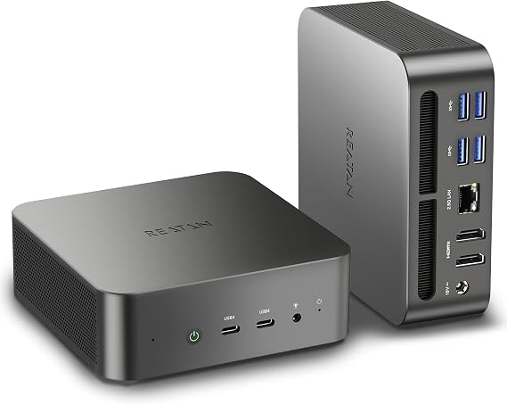 Reatan A9 Mini Gaming PC AMD Ryzen 9 7940HS(up to 5.2GHz) 32GB DDR5 1TB SSD 5600 MHz RAM, Desktop Mini Computers,Radeon 780M Graphics,Quad Display 2.5Gbps LAN,2xHDMI 2.1,8K USB 4.0 Wi-Fi 6E/BT5.3