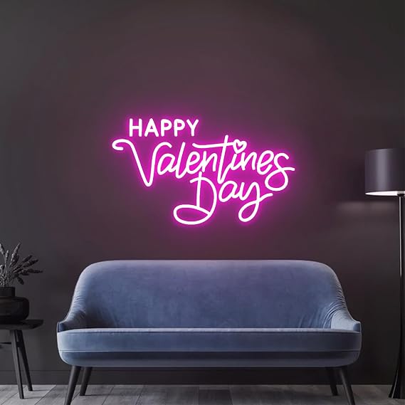Happy Valentine's Day Neon Sign Dimmable 20 inches Led Valentine's Day Neon Light Up Signs Wall Decor for Home Bedroom Valentine Day Gift