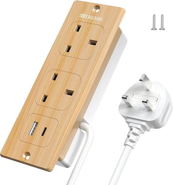 HITRENDS Recessed Power Strip With USB C PD20W, 2 Outlets for Desk Hidden
