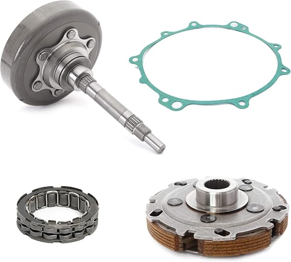 Wet Clutch Kit for Yamaha Grizzly 400 2007, Grizzly 450 2007-2014, Clutch Carrier Assy 5GH-16620-00-00, Cover Housing 5GH-16611-10-00, Gasket 5GH-15463-00-00, One Way Bearing 5GH-16664-00-00